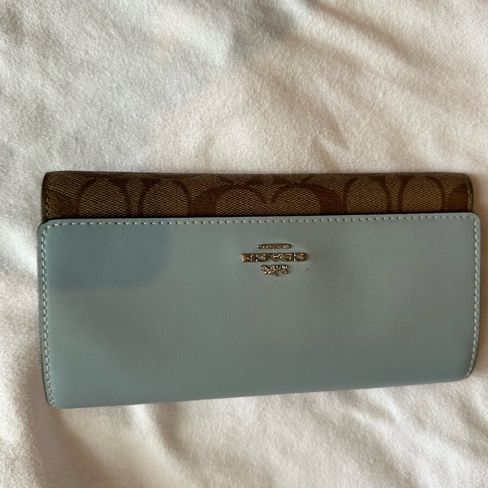 Coach Light Blue and Brown Women's Wallet